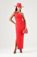 Rochie ELISABETTA FRANCHI, Women's red passion RED CARPET long one-shoulder 3