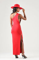 Rochie ELISABETTA FRANCHI, Women's red passion RED CARPET long one-shoulder 4