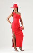 Rochie ELISABETTA FRANCHI, Women's red passion RED CARPET long one-shoulder 5
