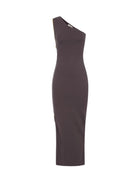 Rochie ELISABETTA FRANCHI, Red Carpet knit dress with zip,Dark Chocolate