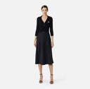 Rochie ELISABETTA FRANCHI, Satin dress in knit fabric with micro-braids, Negru