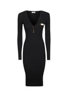 Rochie ELISABETTA FRANCHI, Micro-braided dress in knit fabric, Negru