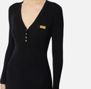 Rochie ELISABETTA FRANCHI, Micro-braided dress in knit fabric, Negru