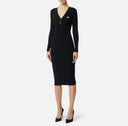 Rochie ELISABETTA FRANCHI, Micro-braided dress in knit fabric, Negru