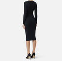Rochie ELISABETTA FRANCHI, Micro-braided dress in knit fabric, Negru