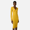 Rochie ELISABETTA FRANCHI, Micro-braided dress in knit fabric, Galben