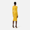 Rochie ELISABETTA FRANCHI, Micro-braided dress in knit fabric, Galben