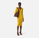 Rochie ELISABETTA FRANCHI, Micro-braided dress in knit fabric, Galben
