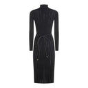 Rochie ELISABETTA FRANCHI, openwork knit fabric with jewel belt, Negru