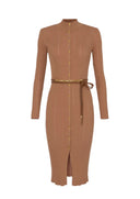 Rochie ELISABETTA FRANCHI, Dress in openwork knit fabric with jewel belt