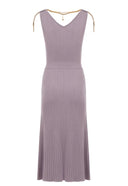 Rochie ELISABETTA FRANCHI, Dress in openwork knit fabric with jewel detail, Lila