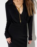 Rochie ELISABETTA FRANCHI, Viscose yarn dress with jewel chain