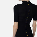 Rochie ELISABETTA FRANCHI, Knit dress with transparency details, Negru