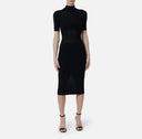 Rochie ELISABETTA FRANCHI, Knit dress with transparency details, Negru