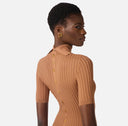 Rochie ELISABETTA FRANCHI, Knit dress with transparency details, Maro