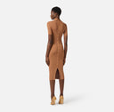 Rochie ELISABETTA FRANCHI, Knit dress with transparency details, Maro