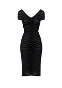Rochie ELISABETTA FRANCHI, Cotton thread and viscose dress, Negru
