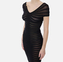 Rochie ELISABETTA FRANCHI, Cotton thread and viscose dress, Negru