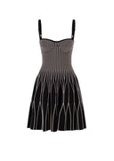 Rochie ELISABETTA FRANCHI, Dress in two-colour knit fabric, Black