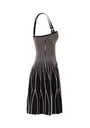 Rochie ELISABETTA FRANCHI, Dress in two-colour knit fabric, Black