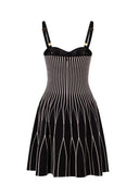 Rochie ELISABETTA FRANCHI, Dress in two-colour knit fabric, Black