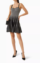 Rochie ELISABETTA FRANCHI, Dress in two-colour knit fabric, Black