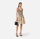Rochie ELISABETTA FRANCHI, Dress in two-colour knit fabric, Cream and Black