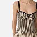 Rochie ELISABETTA FRANCHI, Dress in two-colour knit fabric, Cream and Black