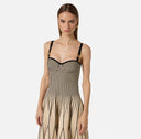 Rochie ELISABETTA FRANCHI, Dress in two-colour knit fabric, Cream and Black