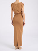 Rochie ELISABETTA FRANCHI, Red Carpet full Milano stitch knit dress, Maro