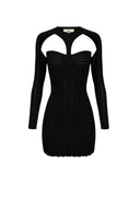 Rochie ELISABETTA FRANCHI, Knit openwork mini dress, Negru