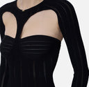 Rochie ELISABETTA FRANCHI, Knit openwork mini dress, Negru