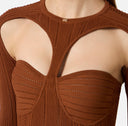Rochie ELISABETTA FRANCHI, Knit openwork mini dress, Maro