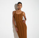 Rochie ELISABETTA FRANCHI, Origami dress in knit fabric, Maro