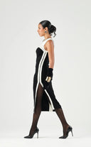 Rochie ELISABETTA FRANCHI, Women's black-butter midi sheath dress with side slits 2