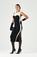 Rochie ELISABETTA FRANCHI, Women's black-butter midi sheath dress with side slits 3