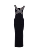 Rochie ELISABETTA FRANCHI, long black dress with striped bands