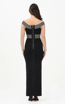 Rochie ELISABETTA FRANCHI, long black dress with striped bands