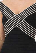 Rochie ELISABETTA FRANCHI, long black dress with striped bands