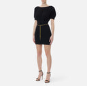 Rochie ELISABETTA FRANCHI, Knit mini dress with belt, Negru