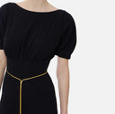 Rochie ELISABETTA FRANCHI, Knit mini dress with belt, Negru