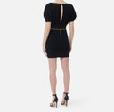 Rochie ELISABETTA FRANCHI, Knit mini dress with belt, Negru