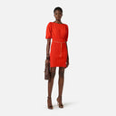 Rochie ELISABETTA FRANCHI, Knit mini dress with belt, Rosu