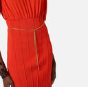 Rochie ELISABETTA FRANCHI, Knit mini dress with belt, Rosu