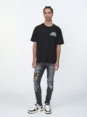 Jeans AMIRI, Varsity Patch Stretch Denim Jeans Grey, Regular Fit