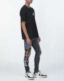 Jeans AMIRI, Varsity Patch Stretch Denim Jeans Grey, Regular Fit