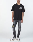 Jeans AMIRI, Varsity Patch Stretch Denim Jeans Grey, Regular Fit