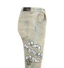 Jeans AMIRI, domino applique skinny jean, Blue/Grey
