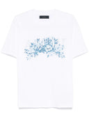 TRICOU AMIRI, Blue Flowers Print, White