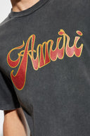 TRICOU AMIRI,GREY T-shirt with a logo and shimmering finish